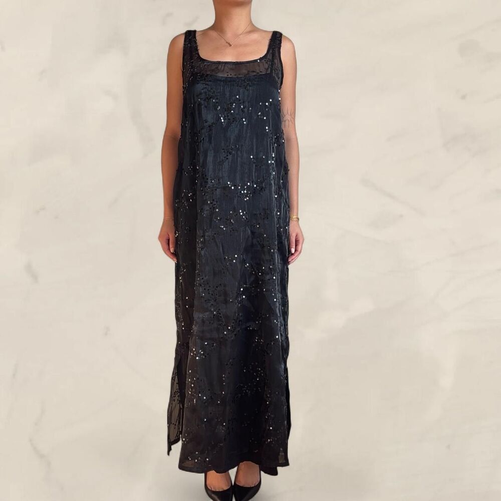 VRG GIRL black sequin maxi dress NEW size 10